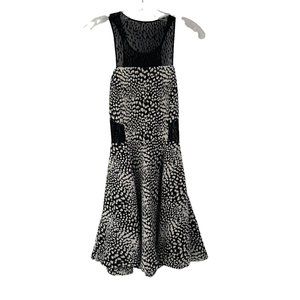 Parker Black White Animal Print Sleeveless Fit & Flare Dress X-Small XS